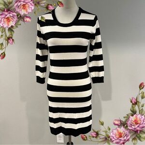 French Connection Black and White long sleeve striped sweater Dress size 8